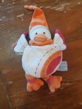 DOUDOU ET COMPAGNIE PELUCHE BANJO OISEAU CANARD Orange Rose Blanc TBE