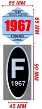 adhésif F noir chrome + vignette 1967 RENAULT PEUGEOT CITROEN ALFA FIAT FORD BMW