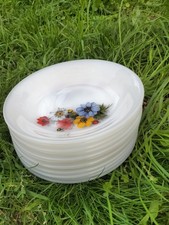 Lot De 12 Assiettes vintage en Arcopal motif flleurs orange et jaune Déco Retro