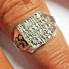 Bague chevalière taille 62 couleur argent lauburu  blason Basque bijou 314