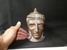 Pot à tabac ancien en grès émaillé début XX art populaire pot couvert   S6