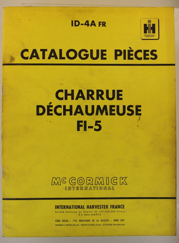 Catalogue pièces charrue - catalogue, ih