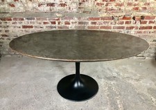 Table tulipe ovale style Saarinen plateau de chêne insert d'une pierre naturelle