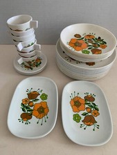 ENSEMBLE TEFAL + PLASTOREX - MELAMINE - VINTAGE ORANGE FLEURS