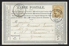 AUBE: CHESLEY, CP, mai 1876, Cachet type 17,Aff 15c N°55 ,Très Belle