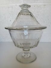 Antique Small Blown Glass Candy Jar Lidded Faceted French