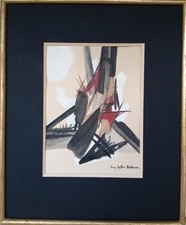 Huguette ARTHUR BERTRAND (1922-2005) GOUACHE ET ENCRE SIGNEE COMPOSITION LYRIQUE