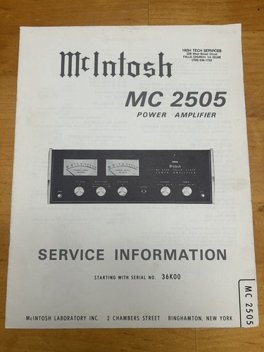 Mcintosh mc2505 power - mcintosh,