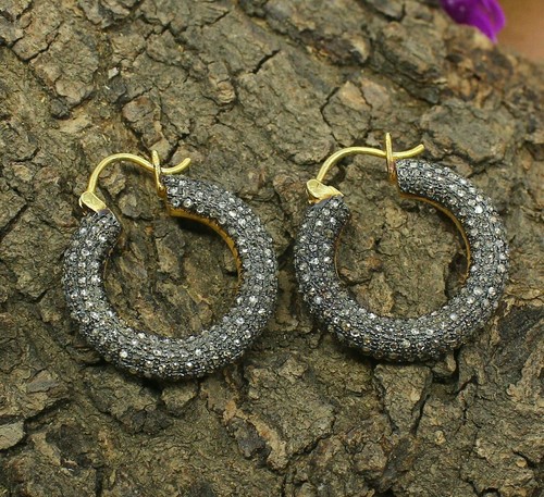 Diamant pavé boucle oreille - pavé, d'oreille