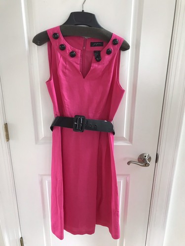 Bright pink belted sleeveless - bright,