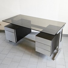 BUREAU VINTAGE 1970 DE ETIENNE FERMIGIER POUR JFR INOX & ALUMINIUM 70S SPACE AGE