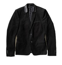 Veste noire ajustée en velours côtelé col en cuir THE KOOPLES - Taille 44 (XS)