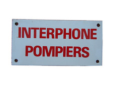 Plaque emaillee metro Paris Interphone Pompiers