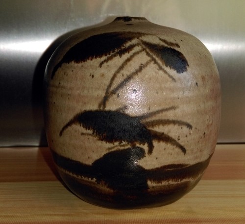 Vase boule grès décor - vase,