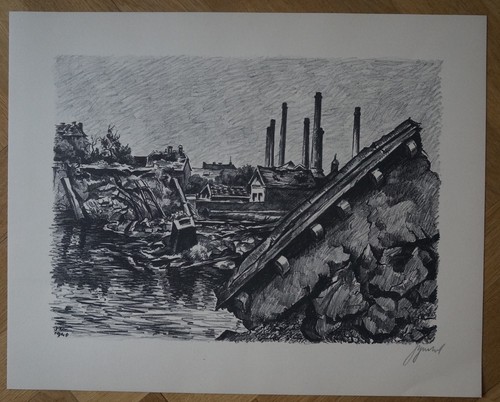 Lithographie bombardemen - lithographie,