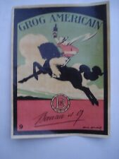ETIQUETTE GROG AMERICAIN Rhum ancienne illustration rené Poussel
