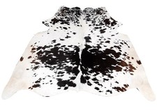 Peau de Vache Tapis Grand Noir et Blanc Véritable Cuir Vache Skin