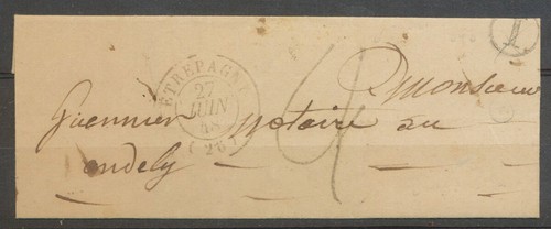 1848 lettre sans - 1848, taxe