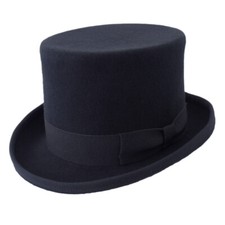 Chapeau haut de forme feutre pure laine Melegari Italie, BLEU FONCE 1