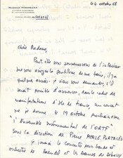 Marielle NORDMANN harpiste harpe lettre autographe signée concert