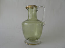 petite carafe cristal Daum Nancy art nouveau or teinté vert côtes vénitiennes 