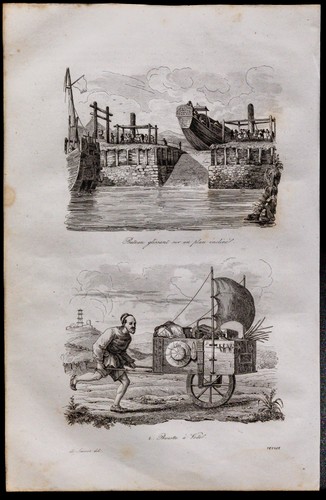 1835 chine bateau sur plan - -,