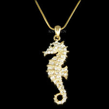 Hippocampe Collier Avec Cristal Swarovski Mer Ocean Marine Plage Mariage Neuf