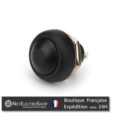 Bouton Poussoir Momentané - Etanche - 12mm - Noir