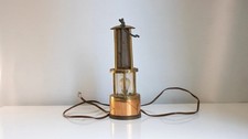 Lampe de mineur ancienne électrique decazeville, laiton et cuivre de collection