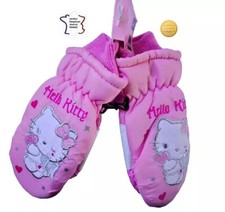 HELLO KITTY , MOUFLES de SKI ENFANT , FILLE ,ROSES ,8/10 ans , sous LICENCE / A5