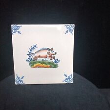 Ancien Carreau Carrelage Faience De Delft 10cm Sanglier Tiles Azulejos Déco