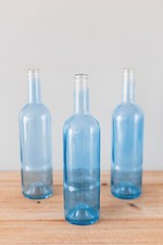 Lot de 3 Bouteilles Teinte Bleu en Verre 75 cl