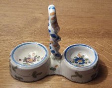 salière poivrière saleron sel poivre / anse torsadée / faïence de l'Est ? 