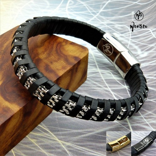 Bracelet wsesto cuir - cuir, noir