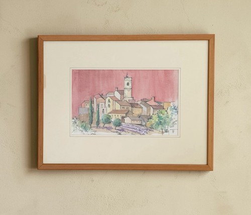 Roger clad aquarelle village - aquarelle, "