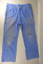 Pantalon bleu de travail en coton, atelier, usine, usure du temps, talle 44.