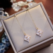 Boucles d'oreilles Clous Linéaire Doré Diamantine CZ Blanc Art Déco DZ2