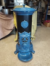 Poêle à bois Godin modèle 2122 émaillé Bleu restauré entièrement Buches 40cm