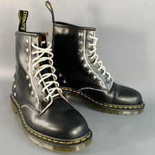 Dr. Martens Aw004 Taille 11 1460 Stud Cuir Noir À Clous Bottes Cheville À Lacets