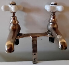 Robinetterie  Porcher  Paris -vintage - 2 robinets tête porcelaine: chaud  froid