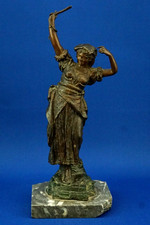 SCULPTURE femme dame romaine Ciociara métal blanc bronzé 1800 XIX Liberty