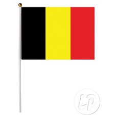 Lot 12 Drapeaux Belgique 15x22cm avec Baguette - Supporter Football Diables Roug