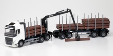 EMEK - Camion blanc avec grue de chargement et remorque transport de bois – V...