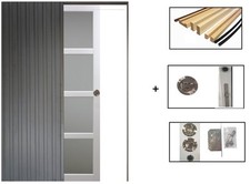 Porte Coulissante Tana Blanc Vitrée H204 X L93 + Systeme De Galandage Et Kit Fin