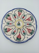 ANTIQUE MAJOLICA OYSTER PLATE FRENCH HB QUIMPER