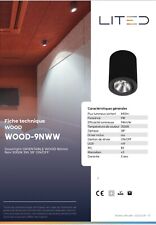 4 spots LED saillie orientable marque LITED  type DOWNLIGHT WOOD NOIR 9W 3000K