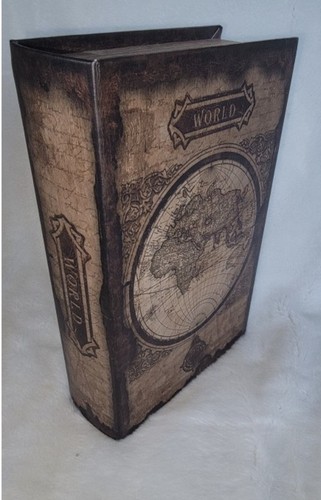 Boite faux livre bois style - livre,