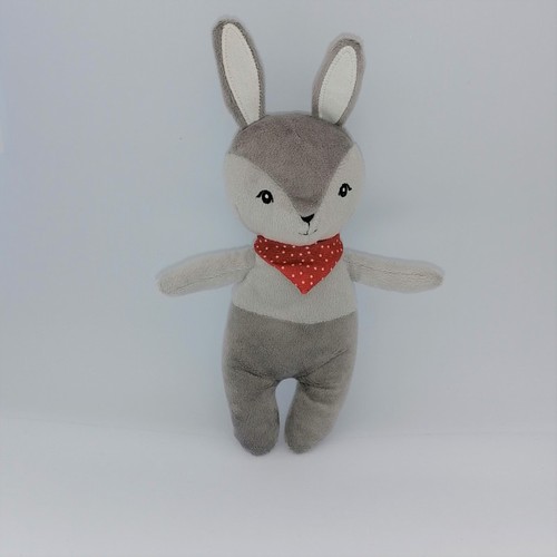 Doudou lapin gris foulard