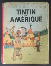 Tintin en Amérique RARE édition 1948 recartonné 1946 B2 Hergé Casterman BE-