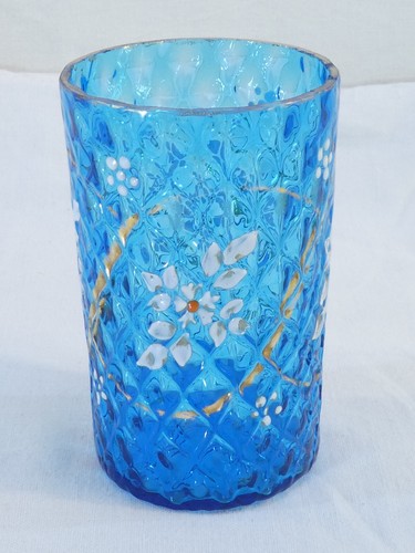 Ancien verre gobelet bleu - verre,